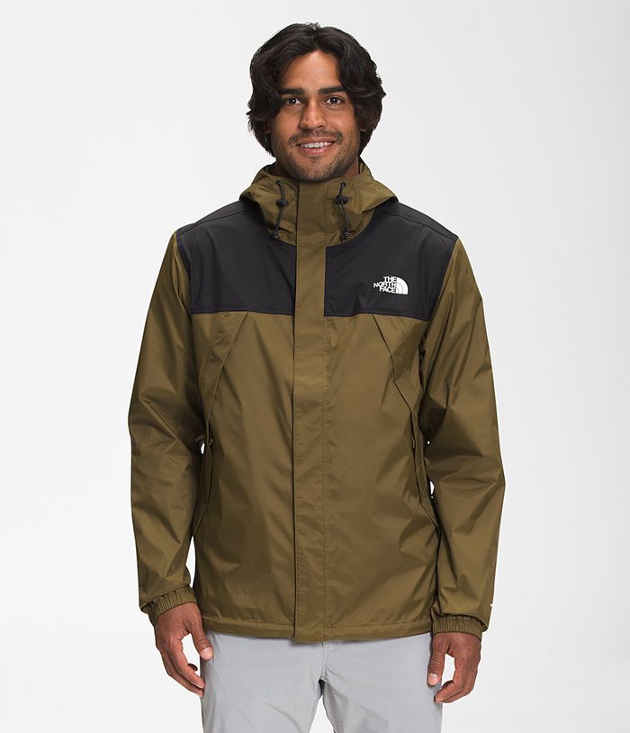 The North Face Rain Jacket Antora Olive/Black - Mens - Thailand FXRSD-0283